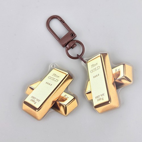 비즈팡 [PB-5-11P]아크릴펜던트 럭키골드바 38x36mm 새해부자되세요 (키링용) ,1개