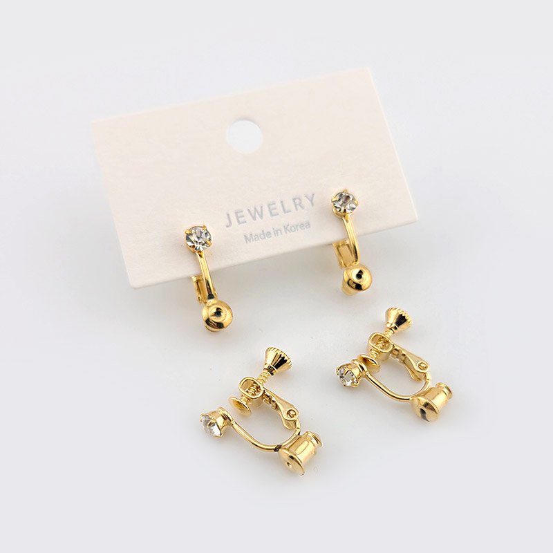 비즈팡 [ENP-001-05]귀걸이 논피어싱 귀찌 레지 알란4mm+총알클러치 17x16mm 나사형 ,1쌍(2개)