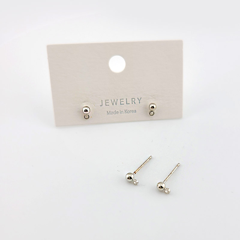 비즈팡 [EP-001-01]귀걸이 볼포스트 3mm 은침 OR 고무클러치 ,1쌍(2개)