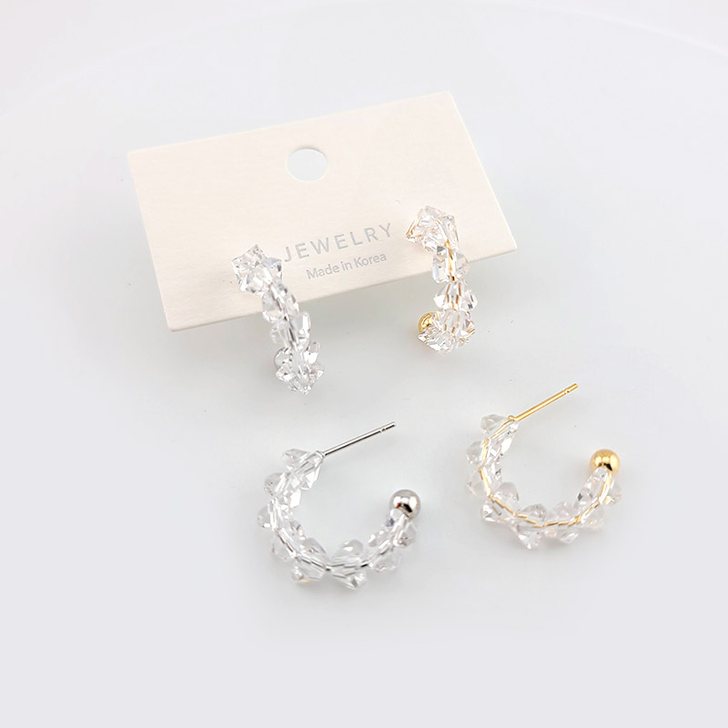 비즈팡 [EP-002-06]귀걸이 크리스탈삼각링포스트 6x20mm 무니켈침 고무클러치 ,1쌍(2개)
