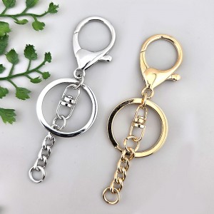 비즈팡 [TK-5-01]키링부자재 랍스터체인키링 체인 4cm 평링30mm 실버 골드 국산 .1개