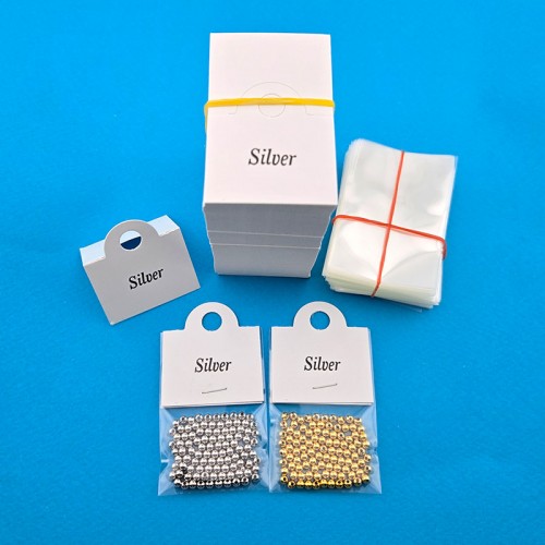 비즈팡 [Z-28-01]액세서리포장지 진열용 접지고리형 4cm 화이트Silver ,1팩(약300개)