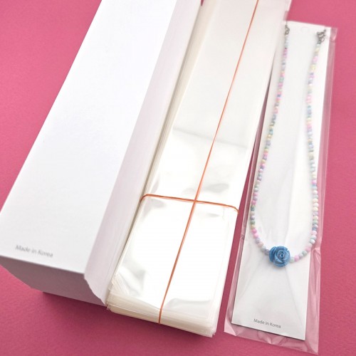 비즈팡 [Z-22-07]목걸이 포장지 40x240mm 화이트종이+OPP접착 롱목걸이포장지,10세트