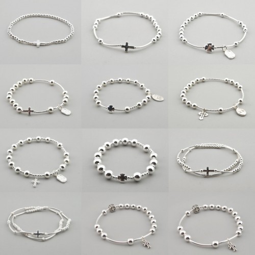 비즈팡 [DIY팔찌] 실버묵주팔찌 디자인전체 #순은볼 #민자파이프 #십자가펜던트 #묵주만들기