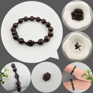 비즈팡 [DIY세트] 행운 벽조목 묵주 팔찌 10mm