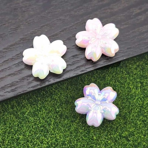 비즈팡 [BG-4-06]볼꾸파츠 아크릴 오로라벚꽃 통과형 23x22mm (내경2.8mm) 볼꾸비즈 키링용 ,1개