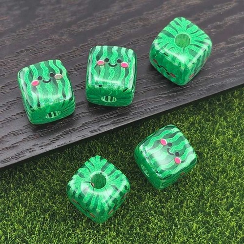 비즈팡 [BG-4-19]볼꾸파츠 아크릴 수박큐브 통과형 14x14mm (내경4mm) 볼꾸비즈 키링용 ,1개