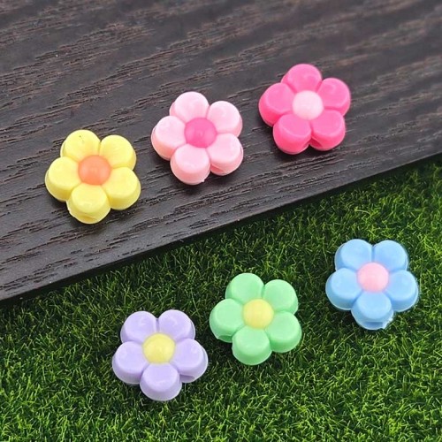 비즈팡 [BG-4-46]볼꾸파츠 아크릴 파스텔데이지꽃 통과형 13mm (내경2.7mm)  볼꾸비즈 키링용 ,1개