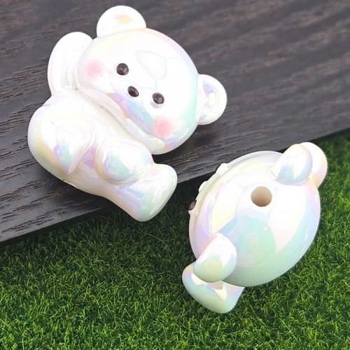 비즈팡 [BG-4-61]볼꾸파츠 아크릴 오로라곰돌이 통과형 32x32mm (내경3.6mm) 볼꾸비즈 키링용 ,1개