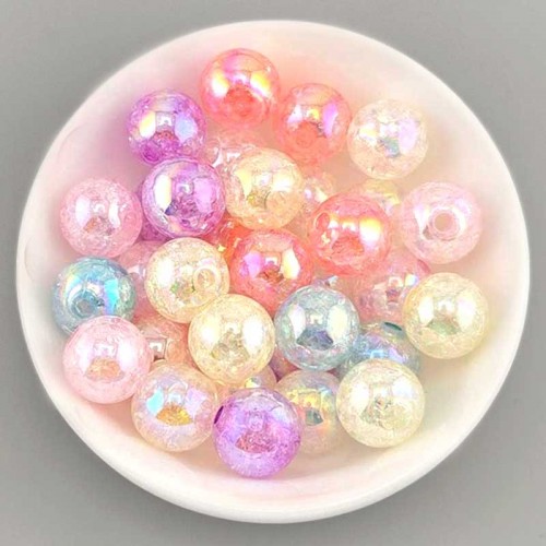 비즈팡 [BG-8-11]볼꾸파츠 아크릴볼 오로라크랙볼 14mm (컬러랜덤) 볼꾸비즈볼 키링용 ,5개