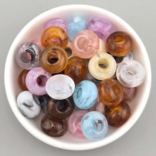 비즈팡 [BG-8-37]볼꾸파츠 아크릴볼 마블도넛링 13x8mm (컬러랜덤) 볼꾸비즈볼 키링용 ,10개